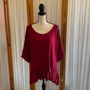 Yarn & Sea, Brand New 3/4” sleeve, ruffled bottom Women’s Dress Blouse